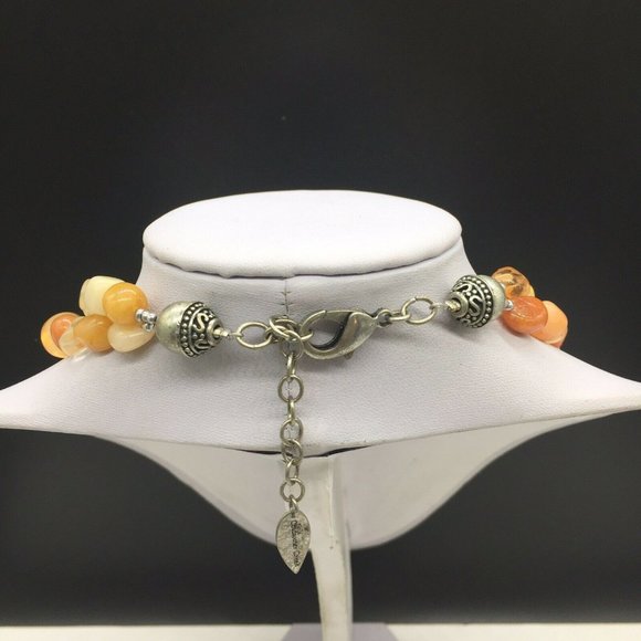 Coldwater Creek Orange Beaded Necklace Glass Stone - Picture 4 of 4
